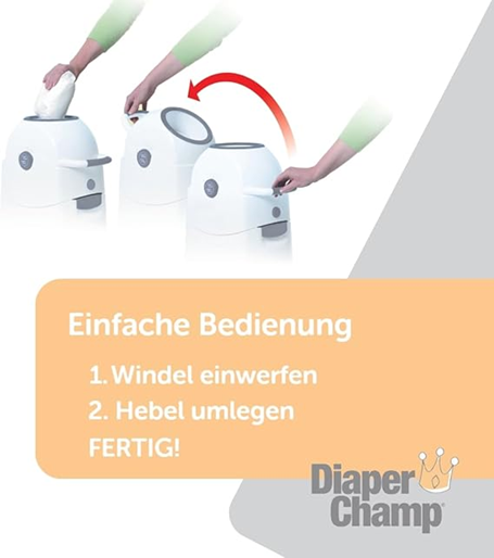 DIAPER CHAMP κάδος για πάνες ΓΙΑ ΣΑΚΟΥΛΕΣ ΣΚΟΥΠΙΔΙΩΝ +/-50 πάνες