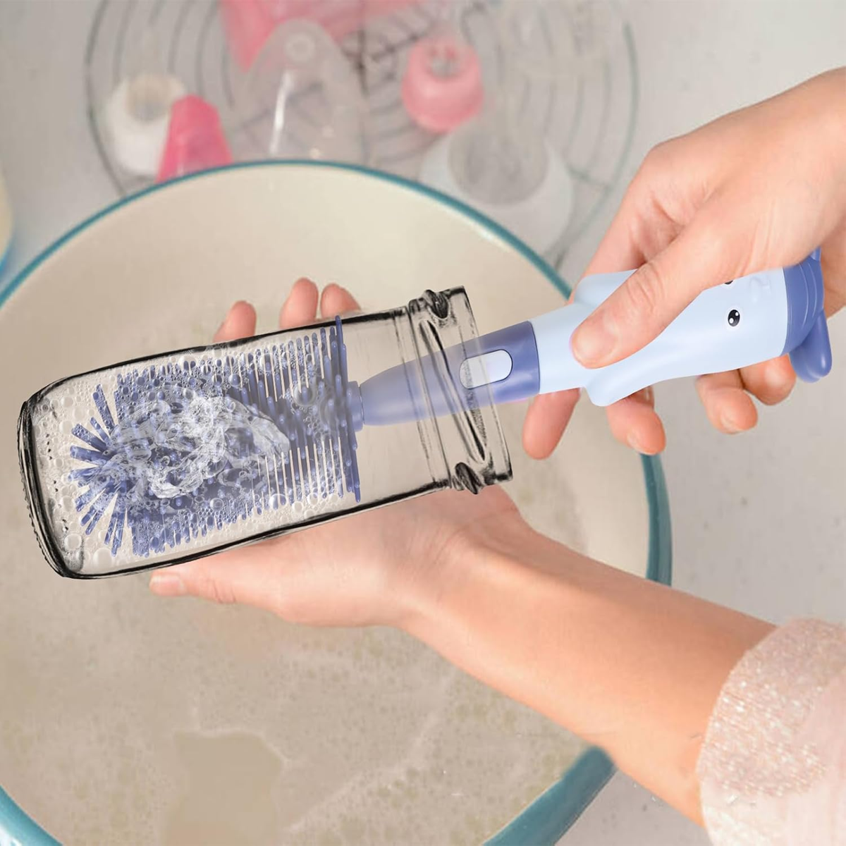 ABIRDON 3-in-1 siliconen borstels voor het reinigen van flessen, fopspenen en rietjes 28cm