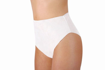 delicate, breathable material non-compressive elastics at the waist and groin