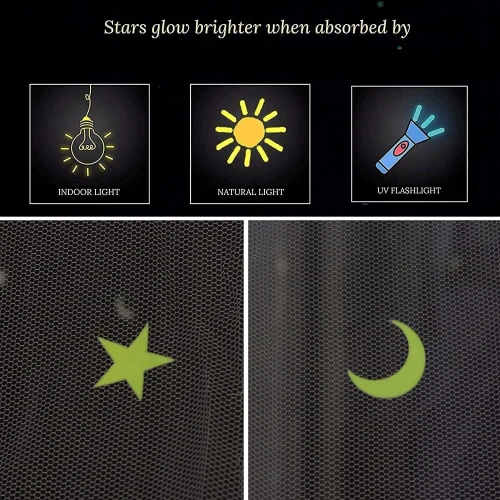 GLOW BED κουνουπιέρα για κρεβατάκι, ουρανό με φωσφορίζοντα αστεράκια