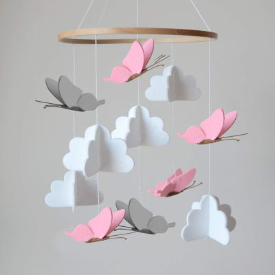 SWECOMZE μουσικό μόμπιλε για κούνια ξύλο ύφασμα BOHO