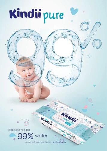 KINDII Pure Water 99 μωρομάντηλα με νερό x60