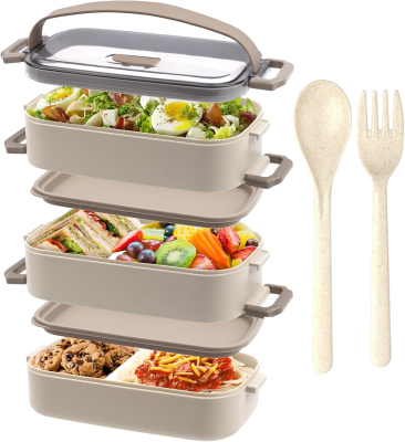 LUNCHBOX δοχείο φαγητού με τρία διαμερίσματα + μαχαιροπίρουνα 2200ml