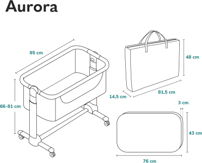 LIONELO AURORA 3 σε 1 ρυθμιζόμενο προσθετό κρεβατάκι