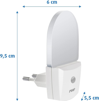 REER NightGuide νυχτερινό φωτάκι LED για πρίζα, αισθητήρας σκοταδιού 6 x 9,5 cm