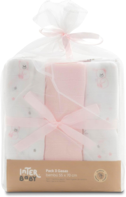 INTERBABY Μουσελίνα Μπαμπού Πάνες Αλλαξιέρας 55 x 70 cm 3 τεμάχια