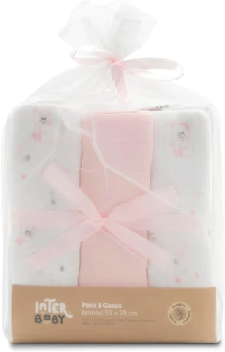 INTERBABY Μουσελίνα Μπαμπού Πάνες Αλλαξιέρας 55 x 70 cm 3 τεμάχια