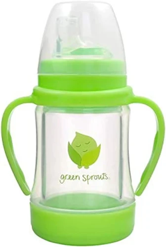 GREEN SPROUTS Ποτήρι Sip & Straw Cup γυάλινο ποτήρι με στόμιο και καλαμάκι 6 μηνών+