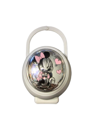 VALENTI DISNEY Minnie θήκη για πιπίλα + αλυσίδα επίστρωση PVD (ασήμι)