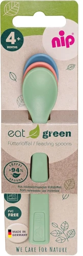NIP Eat Green σετ κουταλάκια 3 τεμάχια 14 εκ. 4 μηνών+