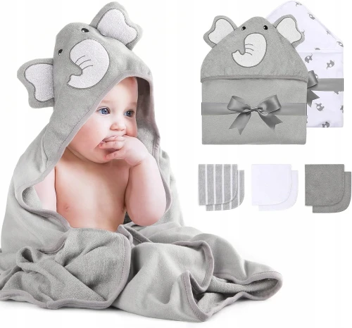 MOMCOZY πετσέτα με κουκούλα x2 76x76 +6 24x24 πανάκια καθαρισμού